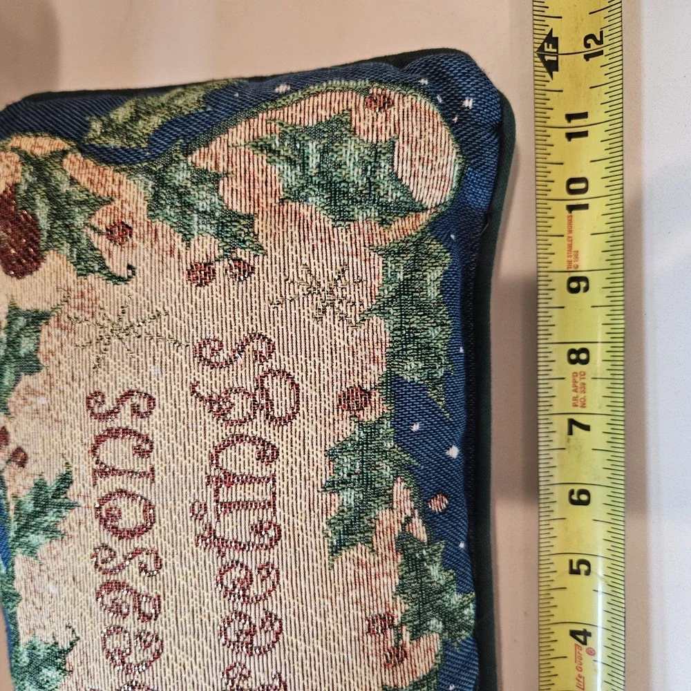 Vintage Tapestry Christmas Accent Throw Pillow Season's Greeting 12